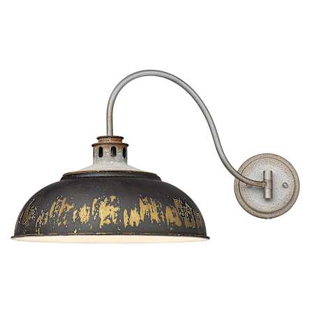 Golden Lighting Kinsley 1 Light 14" Wide Wall Sconce with Antique Black Iron Shade Aged Galvanized Steel